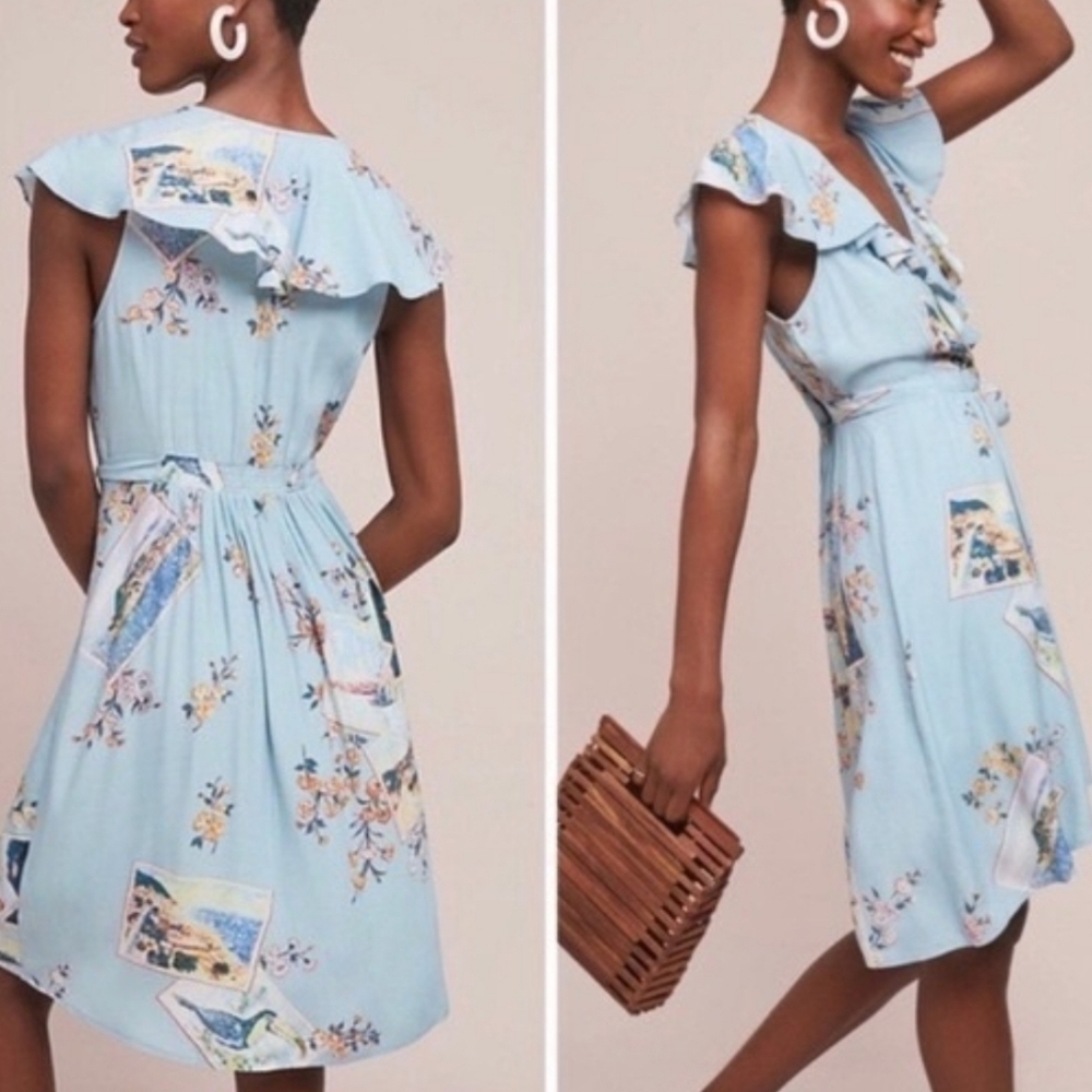 Maeve Sky Blue Floral Midi Dress
